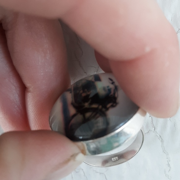 New Unique Motorcycle 925 Silver Glass Ring. - Picture 9 of 9